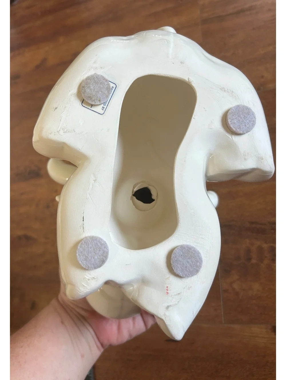 Ceramic White Reindeer Figurine with Red Nose